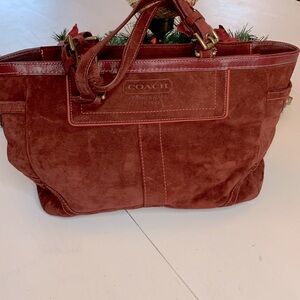 Beautiful, Burgundy, Suede Coach Hampton Gallery Tote Satchel handbag